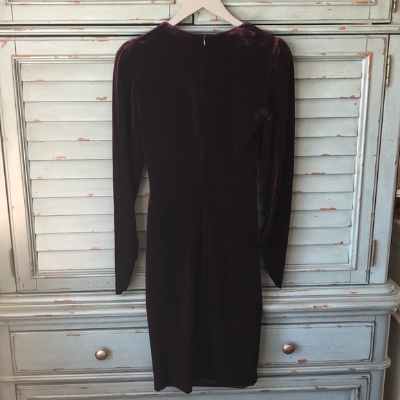 Calvin Klein Velvet Puff Sleeve Ruched Dress - Picture 5 of 16